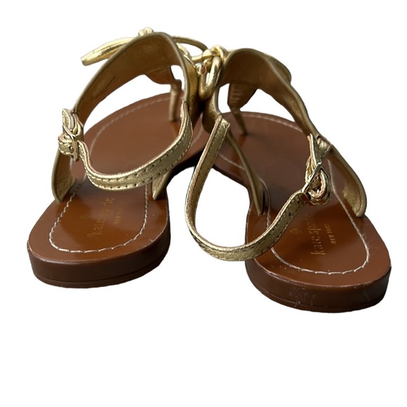 Kate Spade Carolina Metallic Gold Bow Thong Sandals - 7.5 - Picture 10 of 14